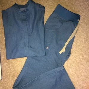 FIGS heather denim scrub set